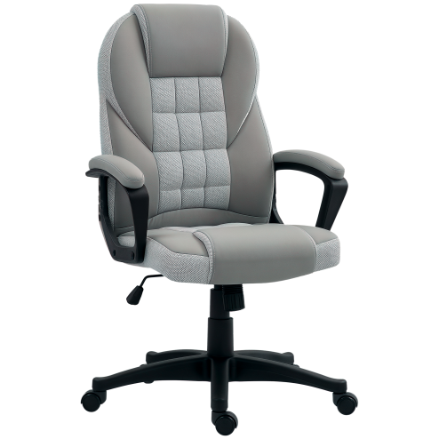 HOMCOM Executive Office Chair, PU Leather High Back Desk Chair, Swivel Computer Chair with Adjustable Height and Tilt Function, Grey