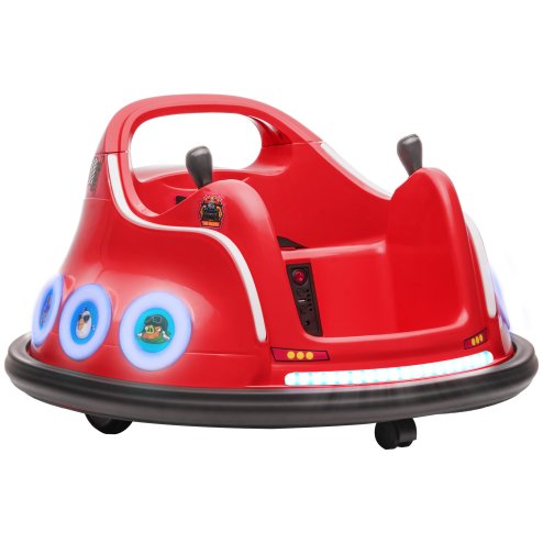 AIYAPLAY Angry Bird Licensed 12V Kids Bumper Car, 360 Rotation Waltzer Car with Joysticks, Remote Control, Music USB LED Lights, for 3-5 Years Old - Red