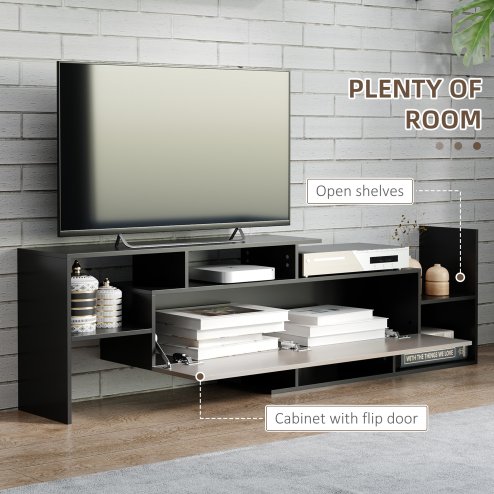 HOMCOM Modern TV Cabinet with Wall Shelf, TV Unit with Storage Shelf and Cabinet, for Wall-Mounted 65