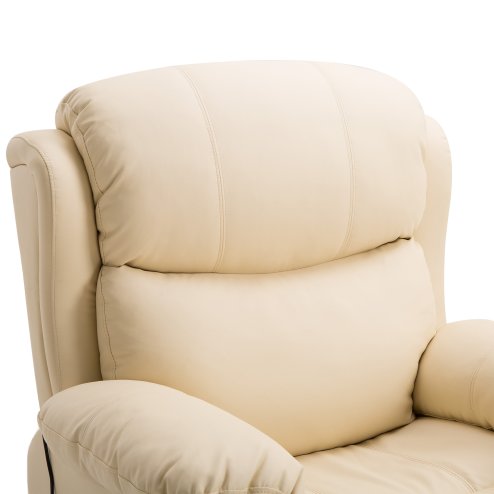 HOMCOM PU Leather Massage Recliner Chair with 8 Points and Heat, Manual Reclining Chair with Swivel Base, Footrest and Remote, Rocking Armchair, Beige