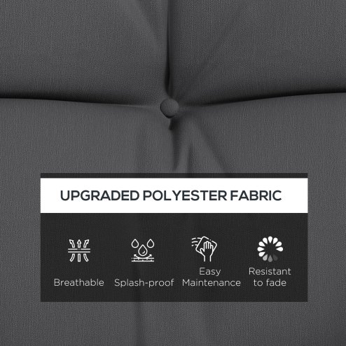 Outsunny Outdoor Seat Cushions Back Cushion with 2 Pillows, Water Repellent Seat Pads for 3-Seater Chair, Swing, Sofa, CUSHIONS ONLY, NO SWING, Charcoal Grey