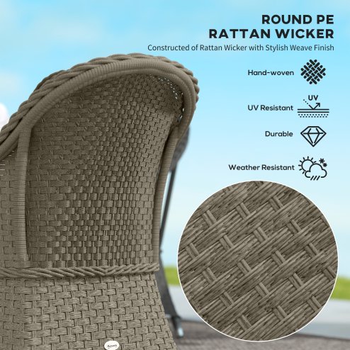 Outsunny 4 Pieces Outdoor PE Rattan Garden Furniture with Cushions, Patio Special Hand Weave Wicker Conservatory Sofa Set with Glass Top Coffee Table, Light Grey