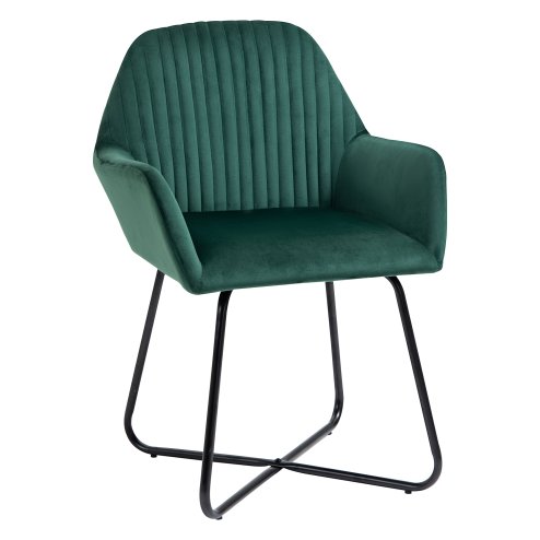 HOMCOM Modern Accent Chair, Velvet-Feel Fabric Upholstered Armchair with Metal Base for Living Room, Green Image