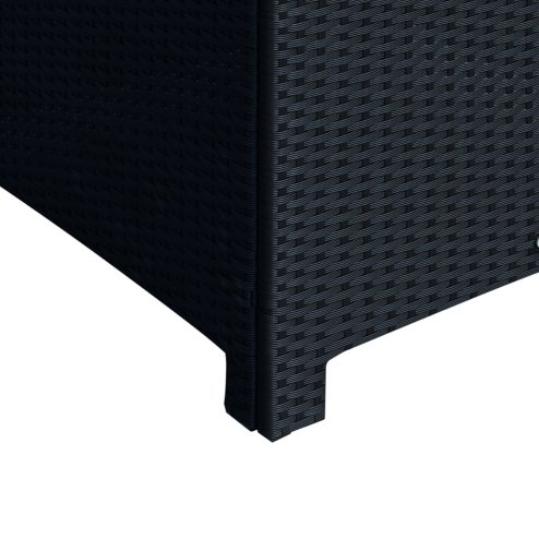 Outsunny Patio PE Rattan Side Table, Square Outdoor Coffee Table w/ Tempered Glass Top, Black