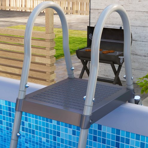 Outsunny 13 x 6.8 ft Steel Frame Swimming Pool with Filter Pump and Ladder with Removable Steps, Above Ground Swimming Pool, Rectangle Paddling Pool, 400 x 207 x 122 cm, Blue