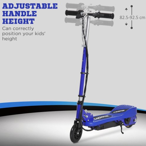 HOMCOM Electric Scooter for Kids, 120W Foldable E Scooter for Age 7-14 with Adjustable Height, Rear Brakes, Up to 12 KM/H, Maximum Range 10 KM, Blue