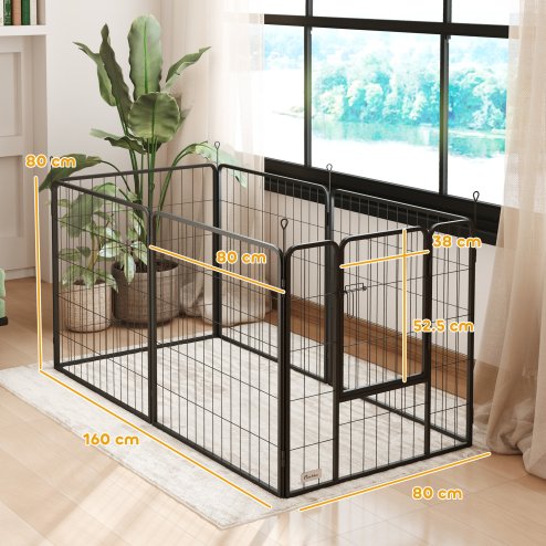 PawHut Dog Pen 6 Panels Puppy Pen Heavy Duty Pet Playpen for Indoor Outdoor for Dogs, Rabbits, Ducks 80cm High