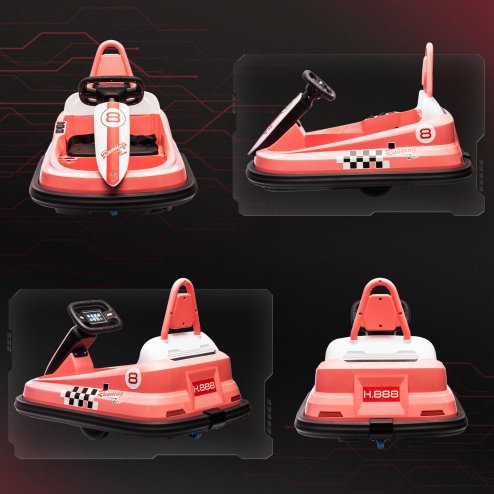 HOMCOM Kids Bumper Car 360° Rotation Spin Waltzer Car 6V Electric Ride On Car with 2 Speeds, Music, Lights for 18-48 Months - Pink