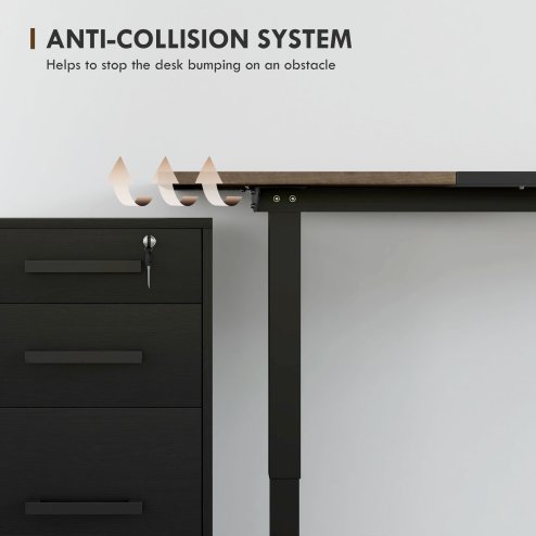 Vinsetto Electric Standing Desk, 140 x 70cm Height Adjustable Sit Stand Desk with 4 Memory Smart Panel, Stand Up Desk for Home Office, Black and Teak