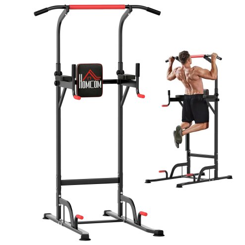HOMCOM Power Tower Station with Dip Stand, Pull Up Bar Home Office Gym Training Workout Equipment