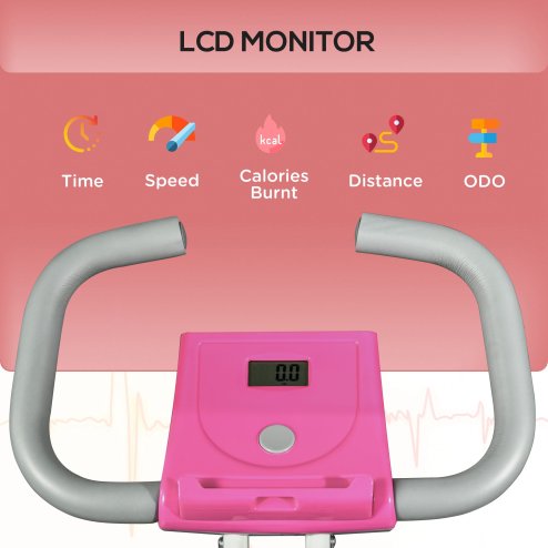 HOMCOM Folding Exercise Bike, 8-Level Magnetic Resistance, Indoor Stationary Bike, Upright Fitness Bike with Backrest Tablet Holder, 5-Level Adjustable Seat Height - White