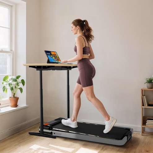 SPORTNOW Folding Treadmill with Incline, 2 in 1 Under Desk Walking Pad Treadmills for Home Office with Remote Control and LED Display, 2.0HP, 1-6KM/H, No Assembly