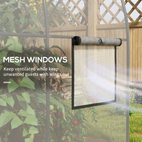 Outsunny 3 x 2 x 2m Polytunnel Greenhouse with Roll-up Door and Mesh Window, Walk-in Grow House Tent with Plastic Cover and Steel Frame, Clear