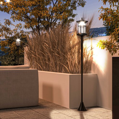 Outsunny 2 Pack 1.8m Garden Lamp Post Lights, LED Outdoor Solar Post Lights, Waterproof IP44 for Patio, Garden, Pathway, Cool White Image