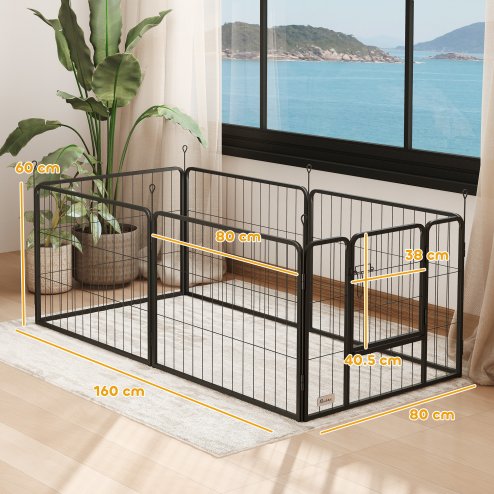 PawHut Dog Pen 6 Panels Puppy Pen Heavy Duty Pet Playpen for Indoor Outdoor for Dogs, Rabbits, Ducks 60cm High