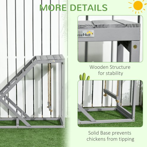 PawHut Chicken Activity Play Set with Swing, Chicken Coop Toy with Ladder, Platform for 2 Chickens, Hens, Grey