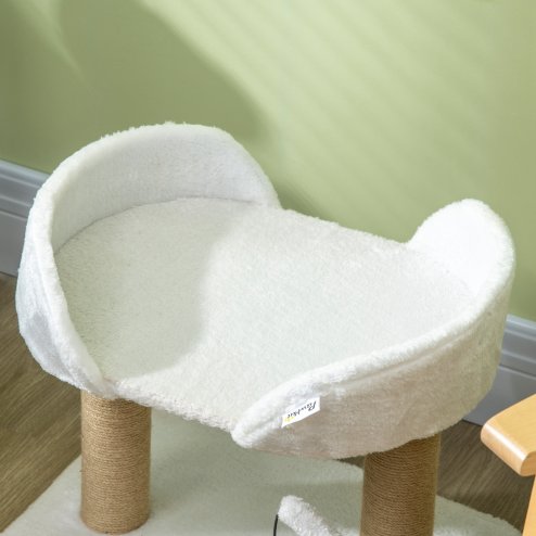 PawHut Cat Scratching Post Cat Tree Tower With Bed for Indoor Cats Scratcher Toy Balls 48 x 38 x 42cm - White