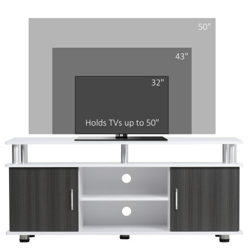 HOMCOM TV Cabinet Unit for TVs up to 50'' with Storage Shelf and Cupboards, Living Room Entertainment Center Media Console
