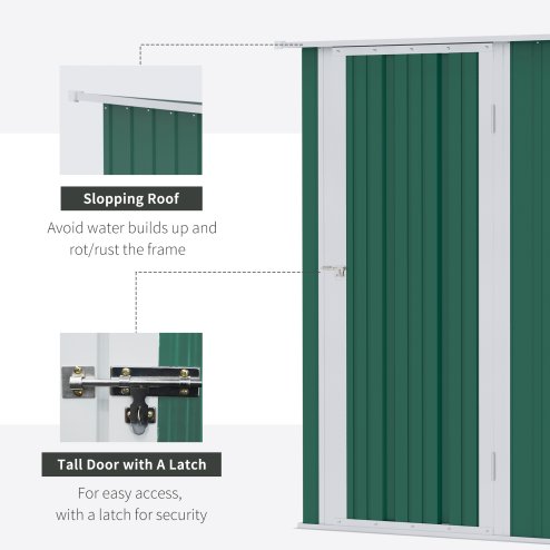 Outsunny 5ft x 3ft Metal Garden Storage Shed, Outdoor Tool Shed with Sloped Roof, Lockable Door for Tools, Equipment, Green