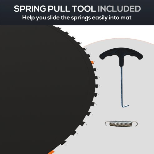 SPORTNOW Trampoline Replacement Mat with Eight Rows of Stitching, Spring Pull Tool, 72 V-Hooks, for 12ft Trampoline, Using 14cm Springs, Trampoline Jumping Mat, Black