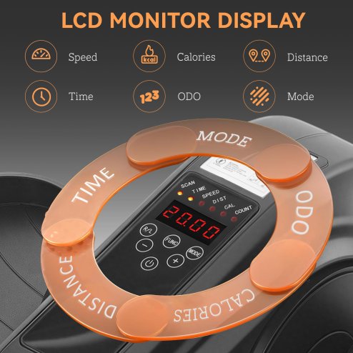 SPORTNOW Under Desk Elliptical Machine, Seated Pedal Exerciser, Mini Elliptical Trainer with LCD Monitor, Remote Control and 10 Adjustable Speed, Quiet & Portable for Seniors, Black