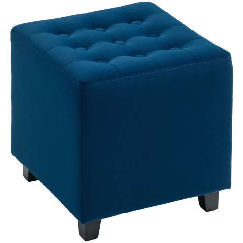 HOMCOM Small Footstool Ottoman, Velvet Footrest, Square Foot Stool with Rubber Wood Legs and Padded Seat for Living Room, Bedroom, Entryway, 35 x 35 x 35cm Image
