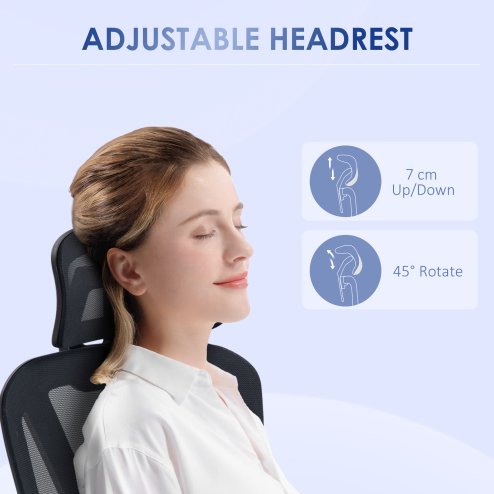 Vinsetto Ergonomic Office Chair, Mesh Swivel Desk Chair with Lumbar Support, Padded Seat, Adjustable Height and Headrest for Home Office, Black
