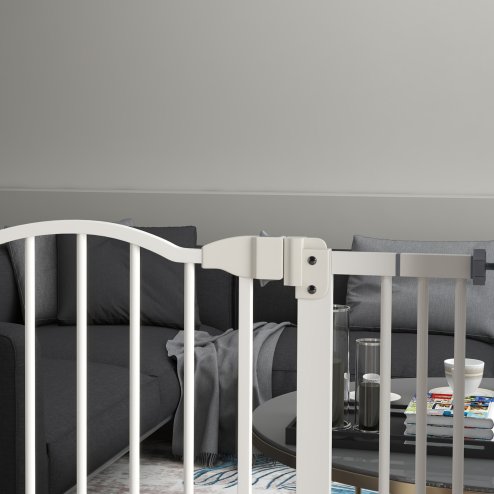 PawHut Pressure Fit Dog Stair Gate No Drilling Safety Gate Auto Close for Doorways, Hallways, 74-80cm Adjustable, 78cm Tall, White