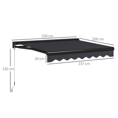 Outsunny 2.5 x 2m Electric Awning with LED Light and Remote Controller, Aluminium Frame Retractable Awning Half Cassette Sun Canopies for Garden Patio Deck Door Window