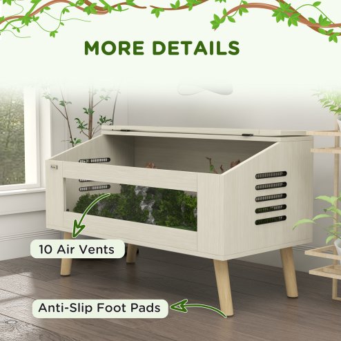 PawHut 140L Reptile Vivarium Terrarium with Tempered Glass Windows, Openable Top for Snake Lizards, Horned Frogs, Chameleons, Hamsters, Gerbils, 100 x 50 x 60cm