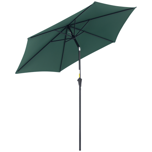 Outsunny 2.6M Garden Parasol Umbrella with Tilt and Crank, Outdoor Sun Parasol Sunshade Shelter with Aluminium Frame, Green