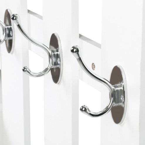 HOMCOM 2PC Shoes Storage Chest Cloths Rack Unit w/Mirror Multiple Shelves Large Storage Capacity Shoes Cabinet 6 Hooks Cloth Rack