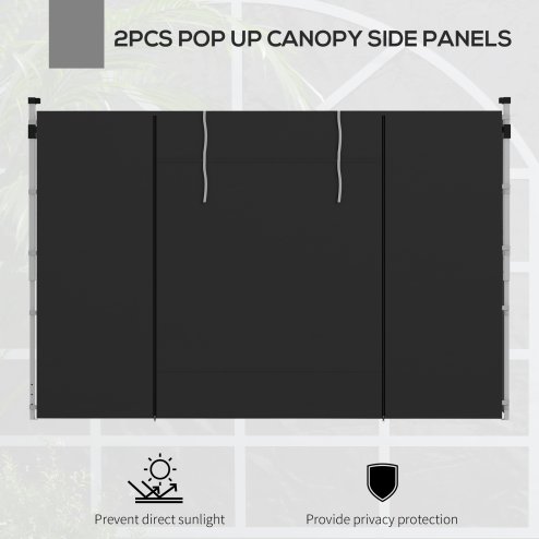 Outsunny Gazebo Side Panels with Windows and Doors, for 3x3(m) or 3x6m Pop Up Gazebo, 2 Pack Sides Replacement, Black