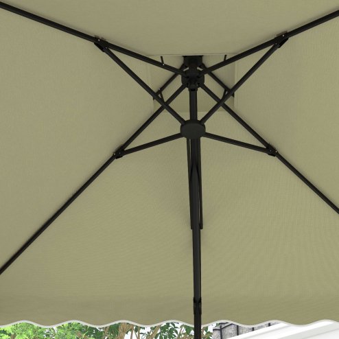Outsunny 2.5m Cantilever Parasol with Easy Lever, Square Double Top Garden Parasol Umbrella with Ruffles and Cross Base, Overhanging Outdoor Sun Shades, Beige