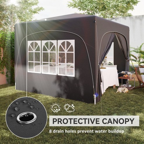 Outsunny 3 x 3(m) Pop Up Gazebo with Sides and Carry Bag, UPF50+, Height Adjustable Party Tent Instant Event Shelter for Garden, Outdoor, Patio, Black