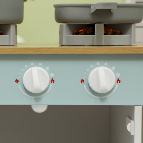 AIYAPLAY Toy Kitchen, Pretend Role Play Kitchen with Hob, Sound, Light, Coffee Machine, Ice Maker, Microwave, Oven, Storage Space, for Boys and Girls, Ages 3_ Years