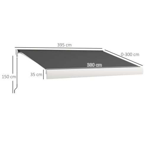 Outsunny 4 x 3(m) Electric or Manual Retractable Awning, Half Cassette, with Remote Controller, Manual Crank Handle and Aluminium Frame, Sun Canopies for Patio Deck Door Window, Grey