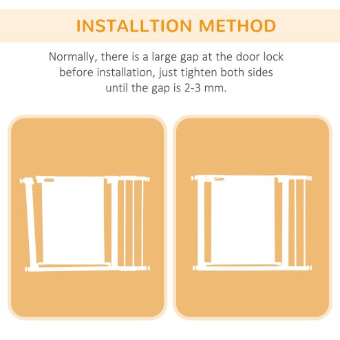 PawHut Pressure Fit Safety Gate for Doorways and Staircases, Dog Gate w/ Auto Closing Door, Pet Barrier for Hallways w/ Double Locking, Openings 75-103CM - White