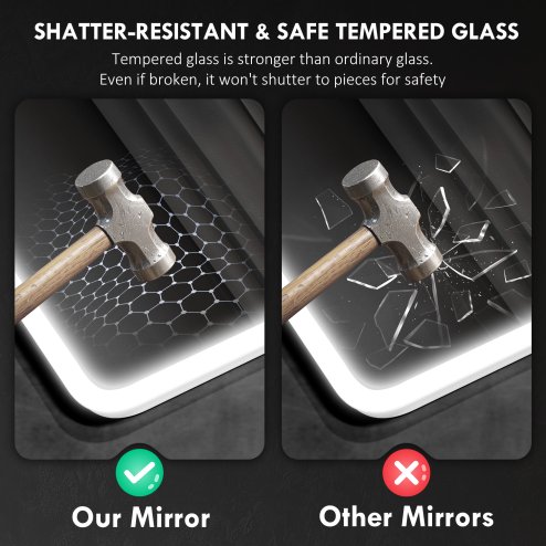 HOMCOM  Backlit Illuminated Bathroom Mirror with LED Lights and Bluetooth, Wall Mounted Vanity Mirror with 3 Colours Dimmable, Anti-Fog, Memory Function, Touch Switch, IP44