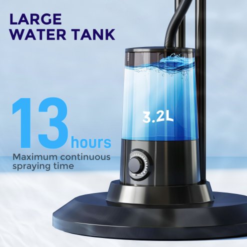 HOMCOM Pedestal Fan with Water Mist Spray, Spray Misting Fan with 70° Oscillation, Tilt Head, 3 Speeds, 3 Modes, Adjustable Mist, 3.2L Water Tank, for Home, 120 cm