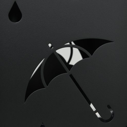 HOMCOM Steel Umbrella Stand, Square Umbrella Holder with 4 Hooks and Removable Drip Tray, Hollowed Umbrella Basket for Hallway