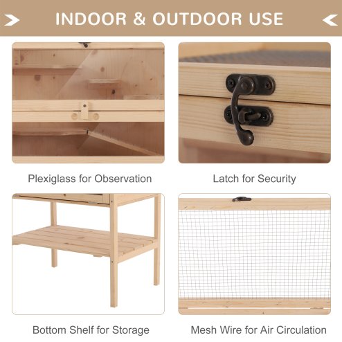 PawHut Wooden Large Hamster Cage, Gerbil Cage 4 Layers with Tall Bottom & Storage Shelf