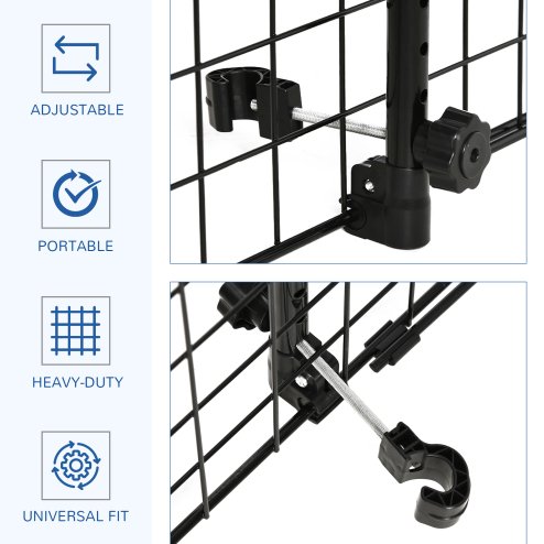 PawHut Heavy Duty Pet Dog Car Barrier Adjustable Ventilated Mesh Wire Guard Auto Vehicle Fence Protector SUVs Black 91-152 cm