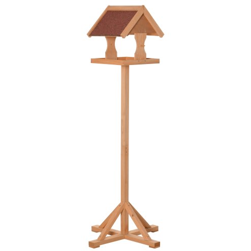 PawHut Wooden Bird Table Wild Bird Feeding Station Freestanding Feeder for Garden Outdoor 55 x 55 x 144cm Image