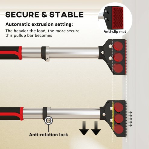 SPORTNOW Pull Up Bar Doorway, No Screws Chin Up Bar, Adjustable Length (75-92cm) for Home Gym Workout, Max Load 200kg