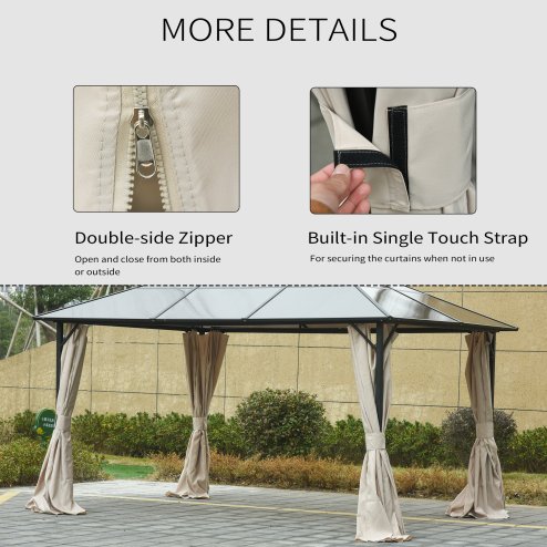 Outsunny 4 Pack Replacement Gazebo Curtains Privacy Panel for Most 3 x 4m Gazebo Canopy Pavillion Outdoor Shelter Sidewalls Accessories Beige