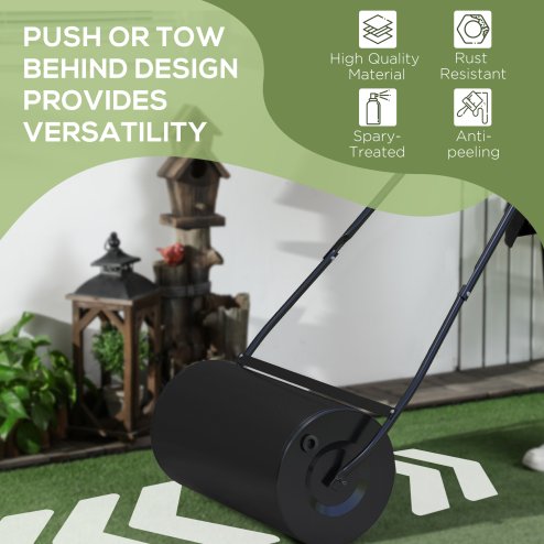 DURHAND Heavy Duty Garden Lawn Roller Push Tow Water Sand Filled 46L Equipment Manual Push Rolling Drum