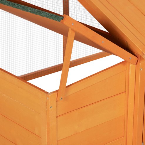 PawHut Chicken Run, Wooden Chicken Coop with Nesting Box, Openable Roof for 4-8 Chickens, Rabbits, Ducks, for Garden - Orange