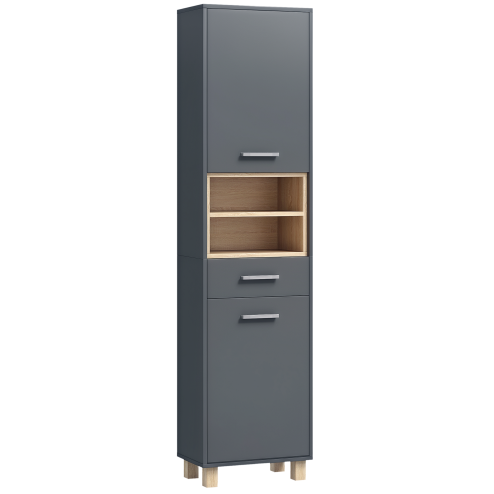 HOMCOM Tall Bathroom Storage Cabinet, Bathroom Storage Unit, Freestanding Bathroom Cabinet with Open Shelves and Drawer