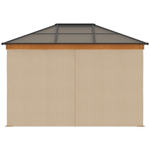 Outsunny 3 x 3.6 m Hardtop Gazebo Canopy, Polycarbonate Roof Garden Pavilion with Aluminium and Steel Frame, Nettings and Sidewalls for Garden, Patio, Khaki